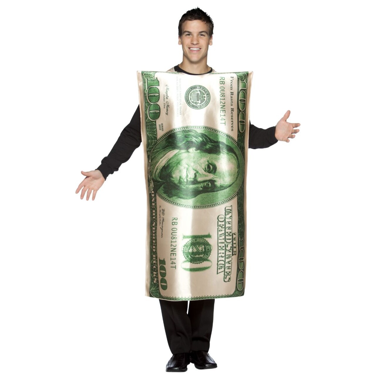 The Costume Center Beige and Green Adult Men Bill 100 Dollar Halloween Costume - One Size